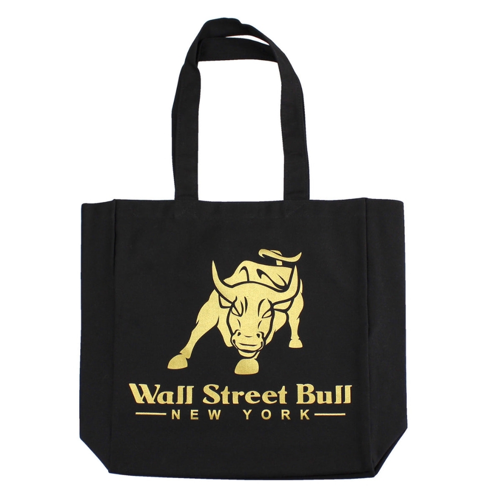 NYC Wall Street Bull Black Tote Bag